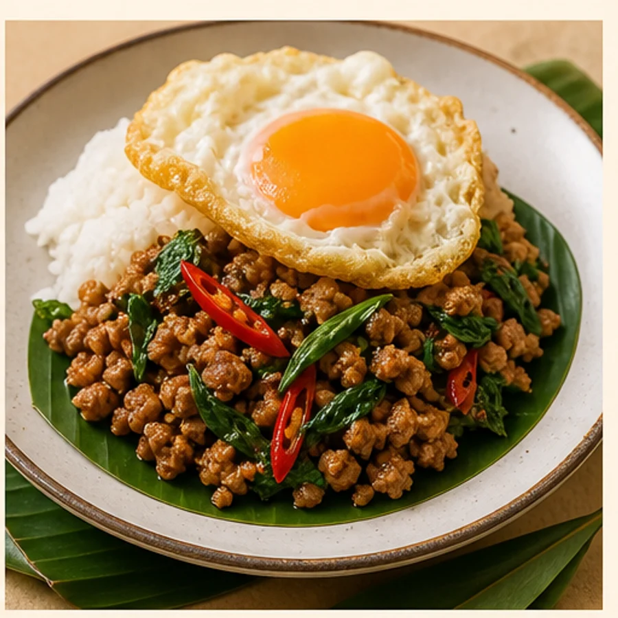 ภาพตัวอย่างเมนูผัดกะเพราหมูสับ